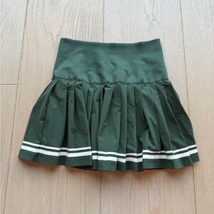 Wilson “Midtown” Dark Green Pleated Mini Skirt with White Stripes